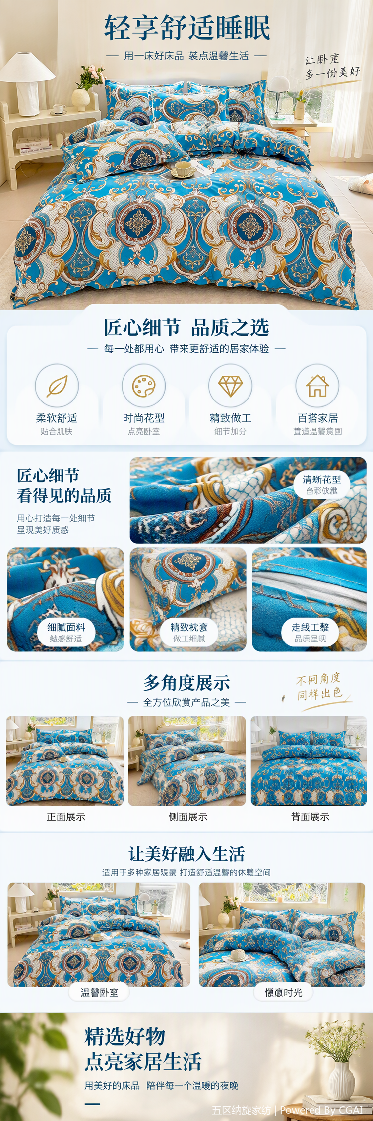 Brushed bed sheet style, bedspread style, printed bedding set, pure cotton wedding bedroom bedspread, wedding room decoration bedding set, multi-piece set pic 5