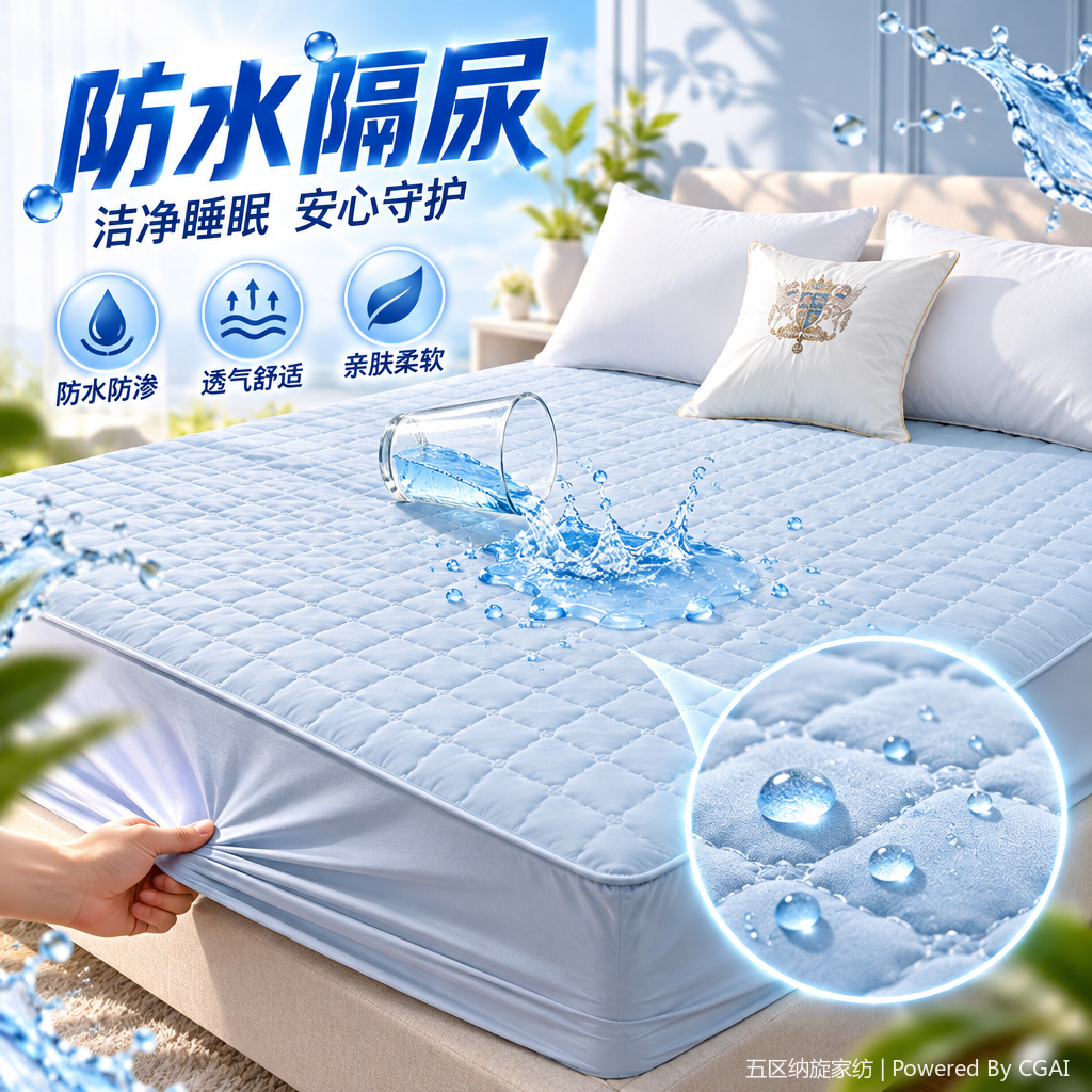 Cross-border Amazon frosted diaper pad, mattress protection cover, washed cotton with cotton lining, bed cover, full package waterproof, bed cover, diaper pad, waterproof and leak-proof, baby training supplies, mother and baby products, bedding and clothing accessories Specification image