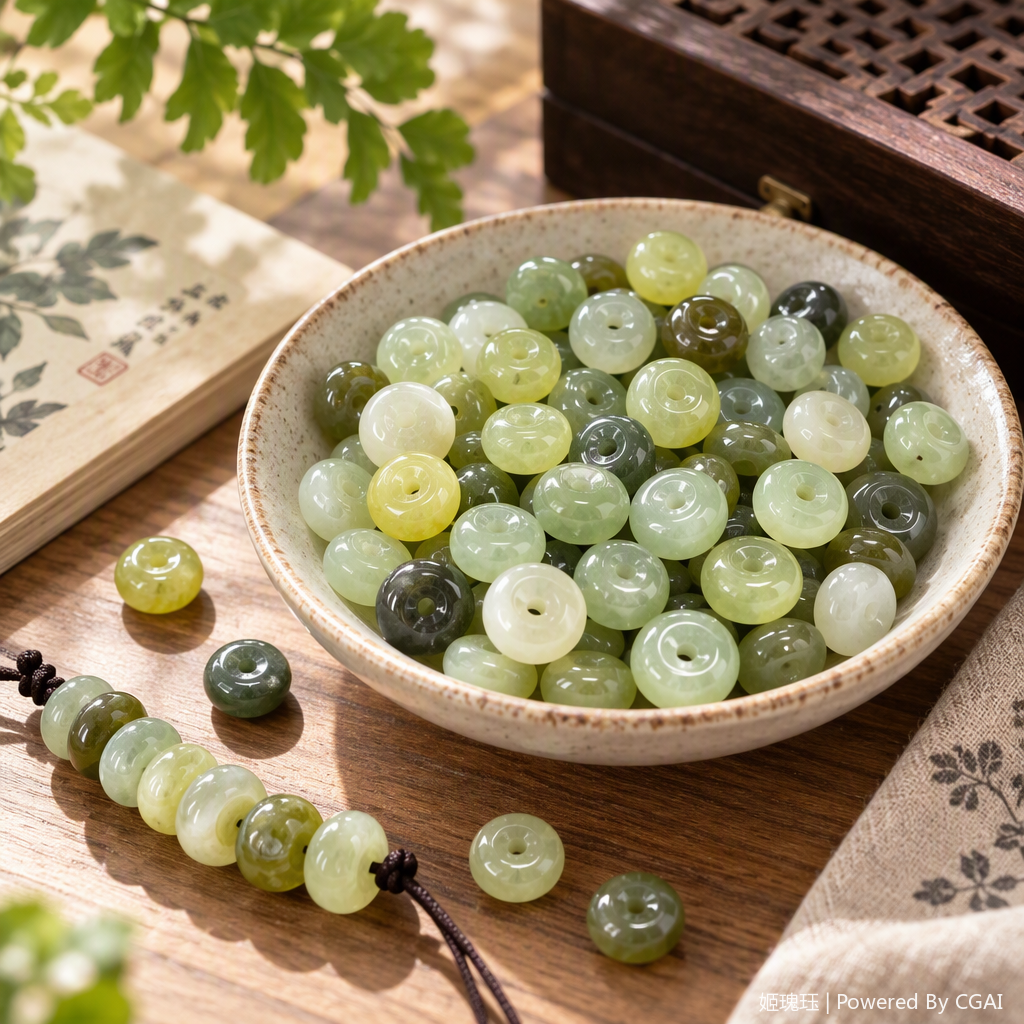 时尚简约岫玉平安扣面包扣精品A货吊坠项链配饰日常佩戴保平安车挂包挂手机挂饰