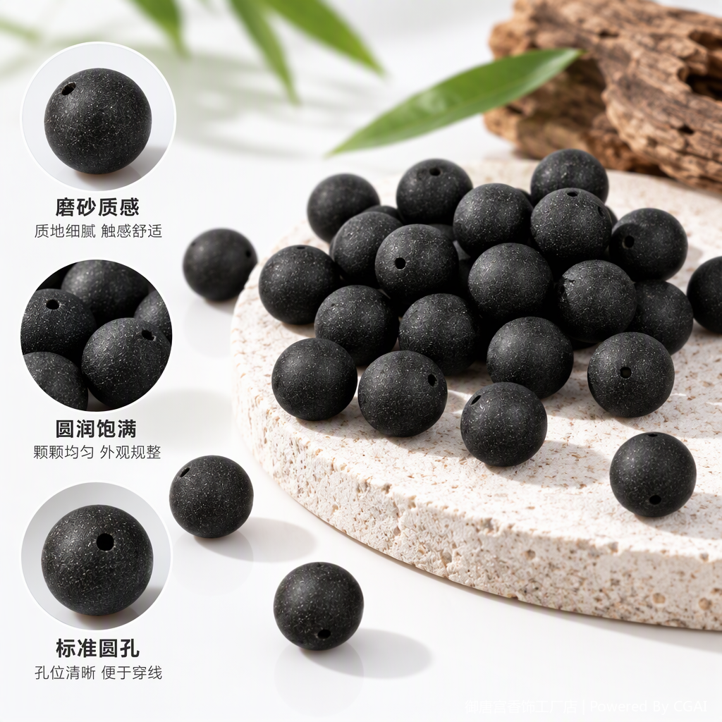 招财合香珠散珠饰品配件黑色光泽圆珠子多规格手链项链配料