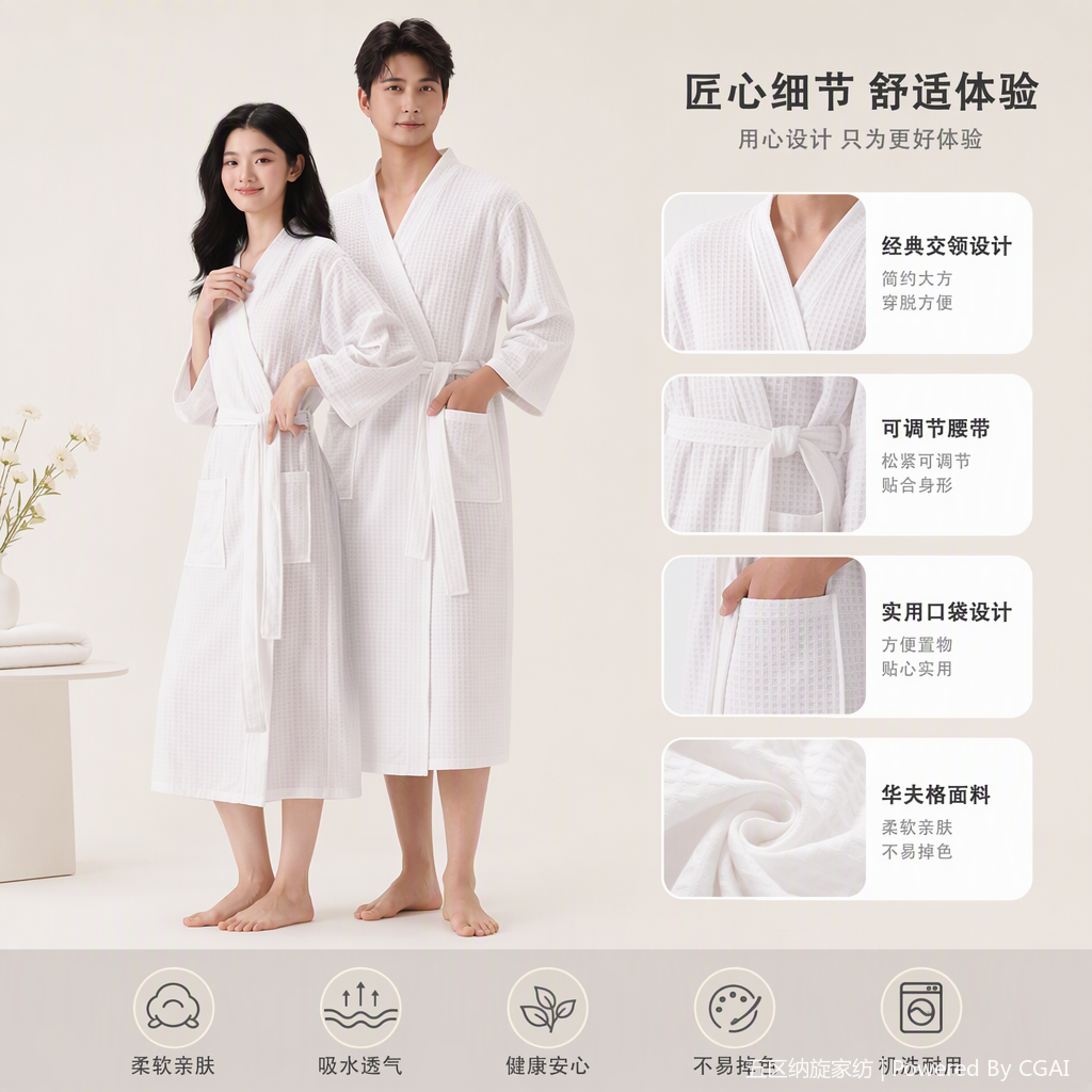 Soft and comfortable home wear set, women's pajamas, bathrobes, bathrobes in multiple colors to choose from, essential for casual home wear