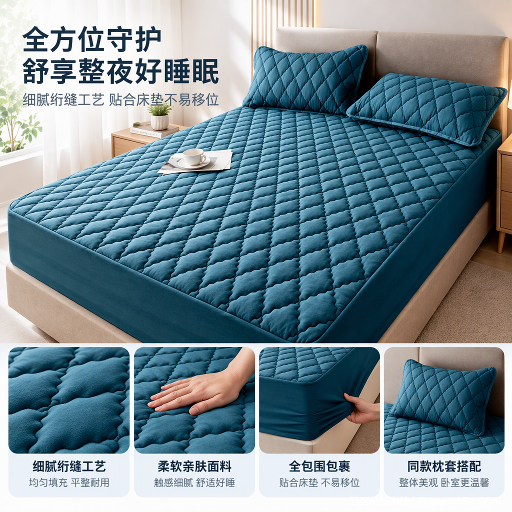 Waterproof bed covers, Amazon dust covers, moisture-proof bed covers, Simmons cotton-padded mattress protective covers wholesale, simple solid-color bed covers, bed covers, bed skirts three-piece set, anti-slip and durable bedding sets, multiple colors to choose from