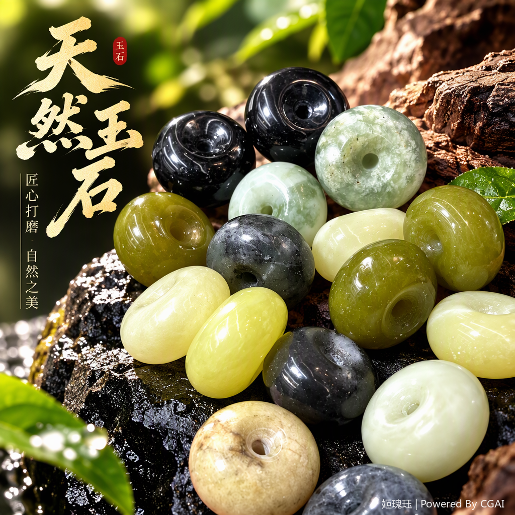 天然岫玉平安扣面包扣玉石配饰首饰项链吊坠DIY送礼直播间用车挂包挂居家用