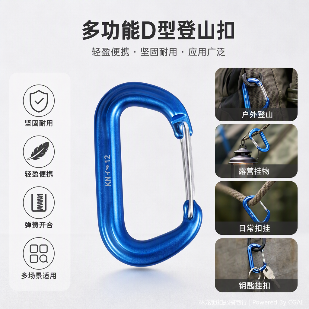 多功能登山扣钩户外攀岩登山装备坚固耐用多用钩子登山配件