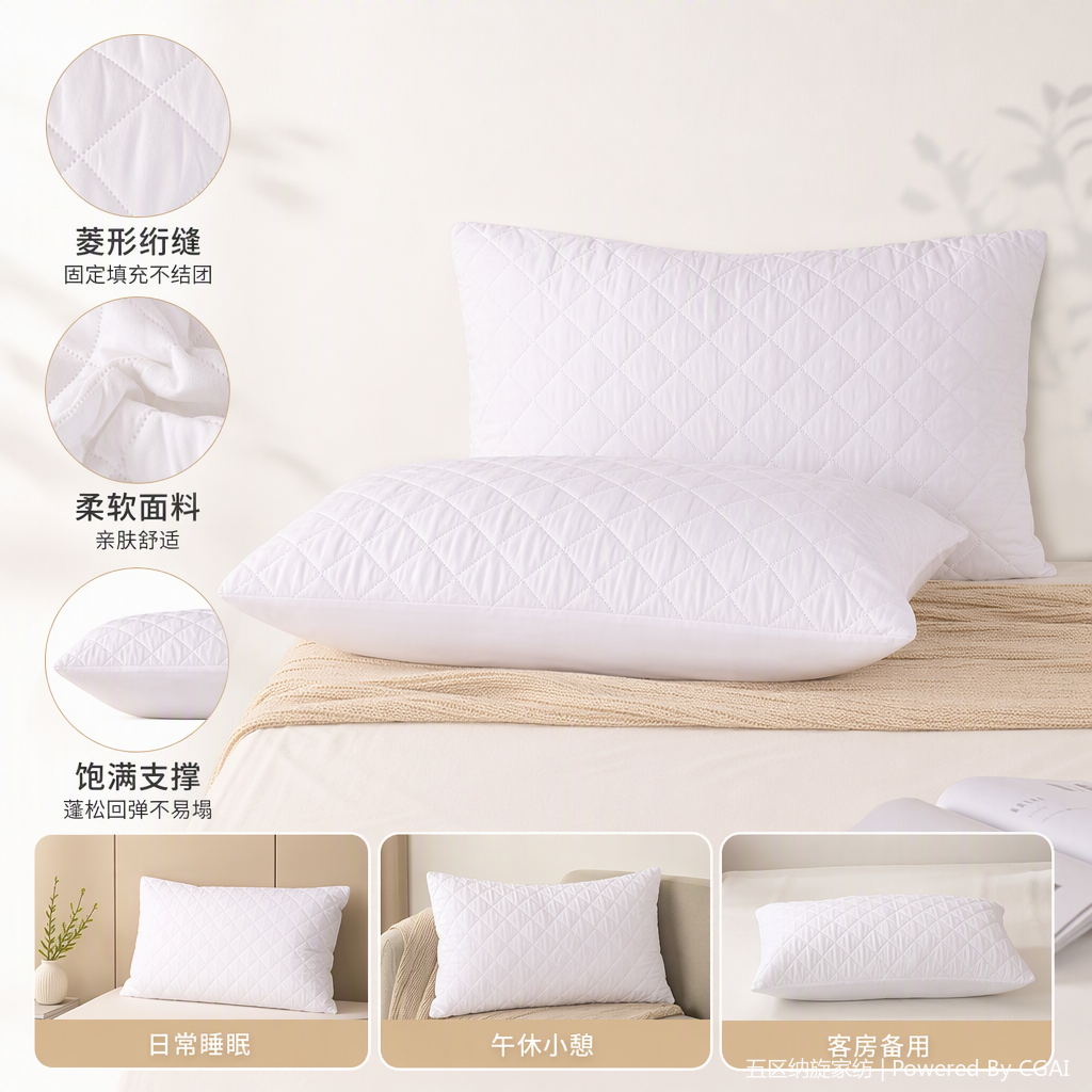 Solid color versatile hotel and family thickened brushed fabric with cotton lining, ultrasonic waterproof pillowcase, pillowcase bedding, solid color soft, breathable, dust-proof, antibacterial, hygienic and convenient sleep products