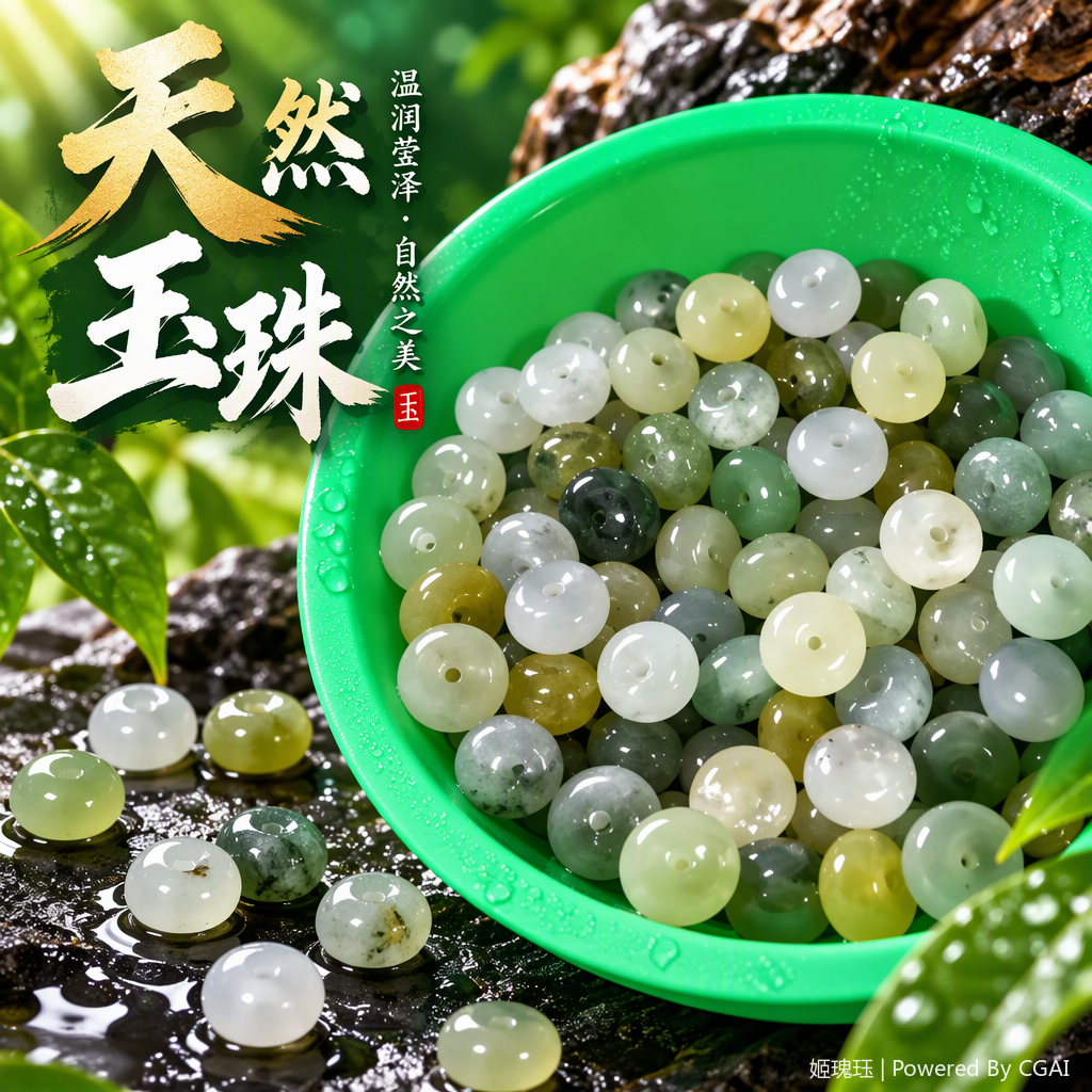 天然串珠平安扣精品A货岫玉面包扣冰透温润保平安车挂包挂项链吊坠日常佩戴