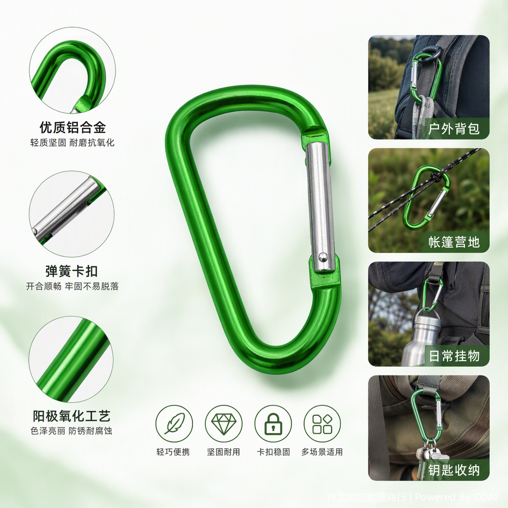 多功能登山扣坚固钩户外登山攀岩装备登山配件耐用安全扣环产品图