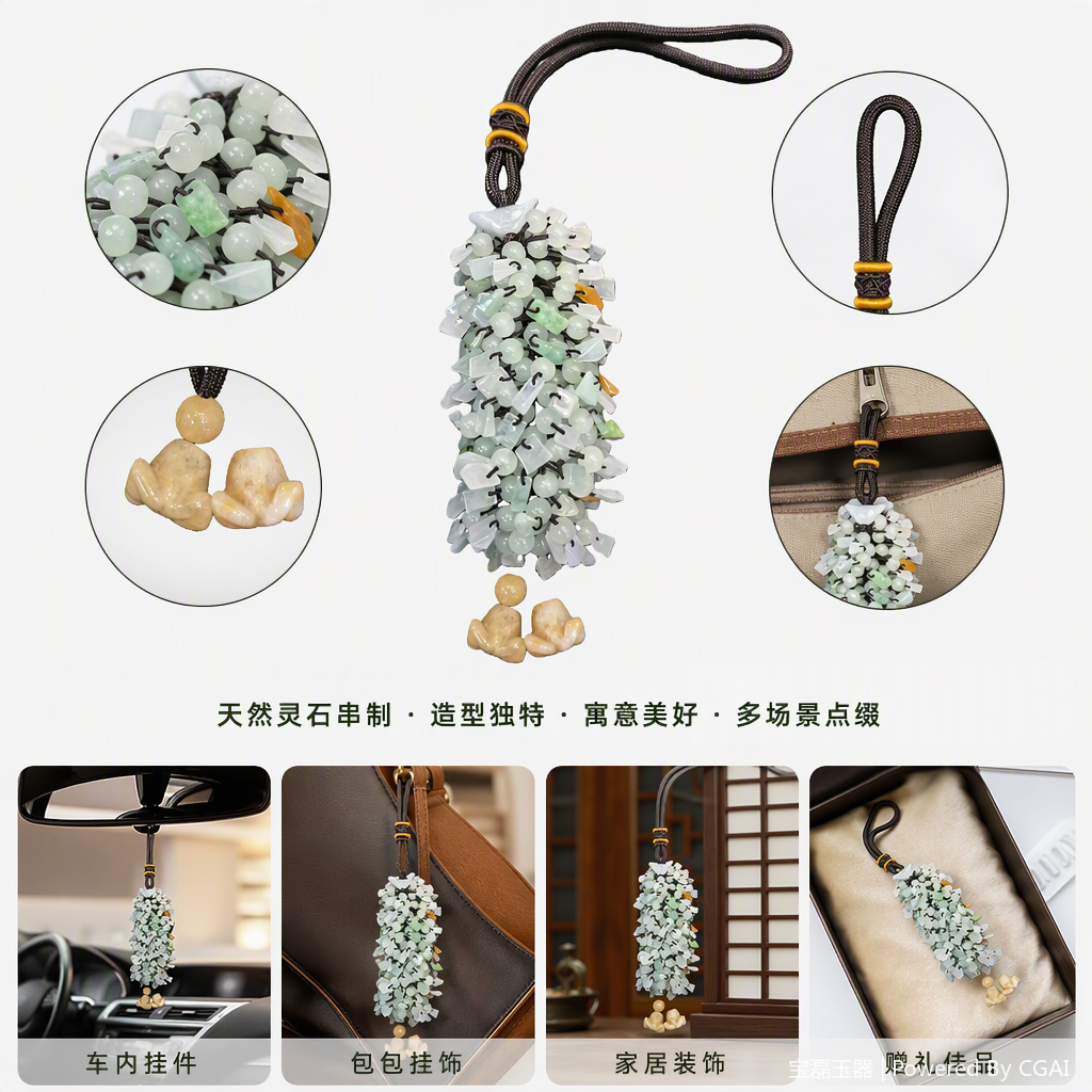天然玉石串珠挂饰手工编织简约时尚项链配饰礼品赠送女友