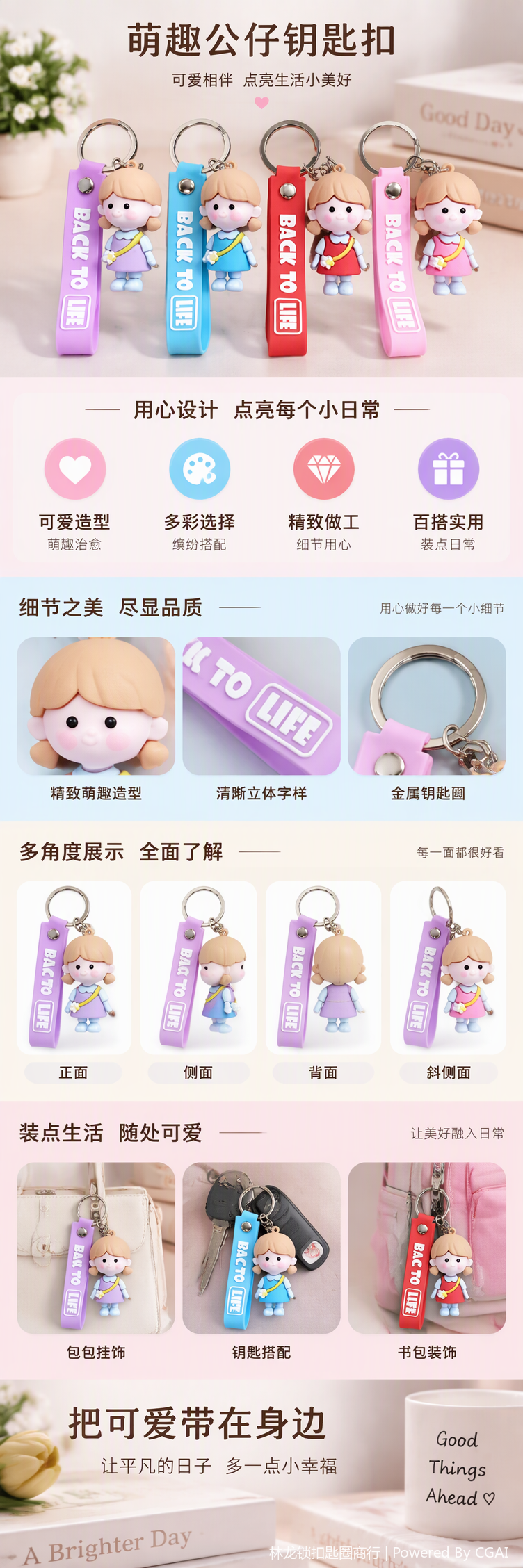 精美钥匙扣钥匙配饰手工工艺品创意礼品时尚个性挂件装饰品详情1