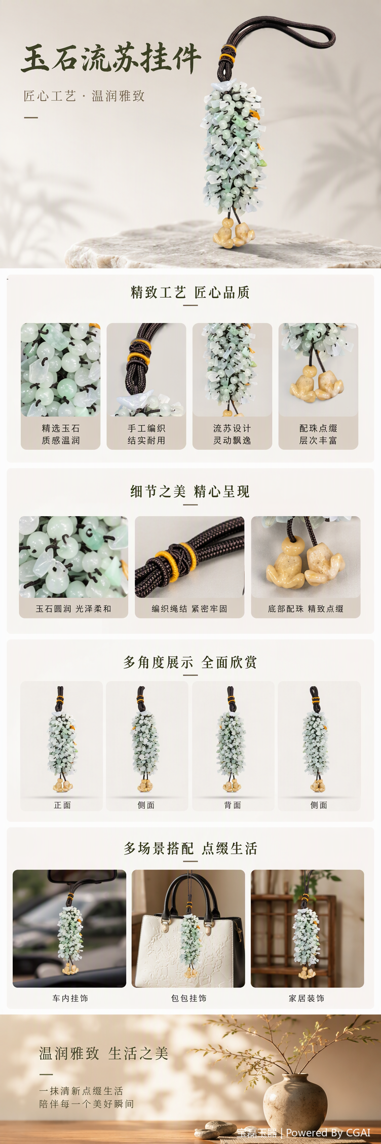 天然玉石串珠挂饰手工编织简约时尚项链配饰礼品赠送女友详情1