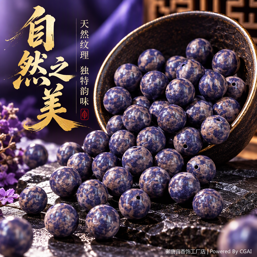 合香珠青花瓷散珠紫褐色斑纹珠子手工DIY配饰材料多色散珠手链项链配件细节图