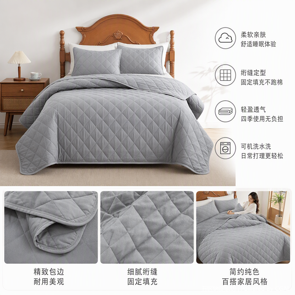Nuevo estilo transfronterizo de comercio exterior cuadrado diagonal cubierta de la cama conjunto de tres piezas extranjero delgado ser cálido y cómodo acolchado conjunto de textiles para el hogar ropa de cama multicolor opcional estilo simple
