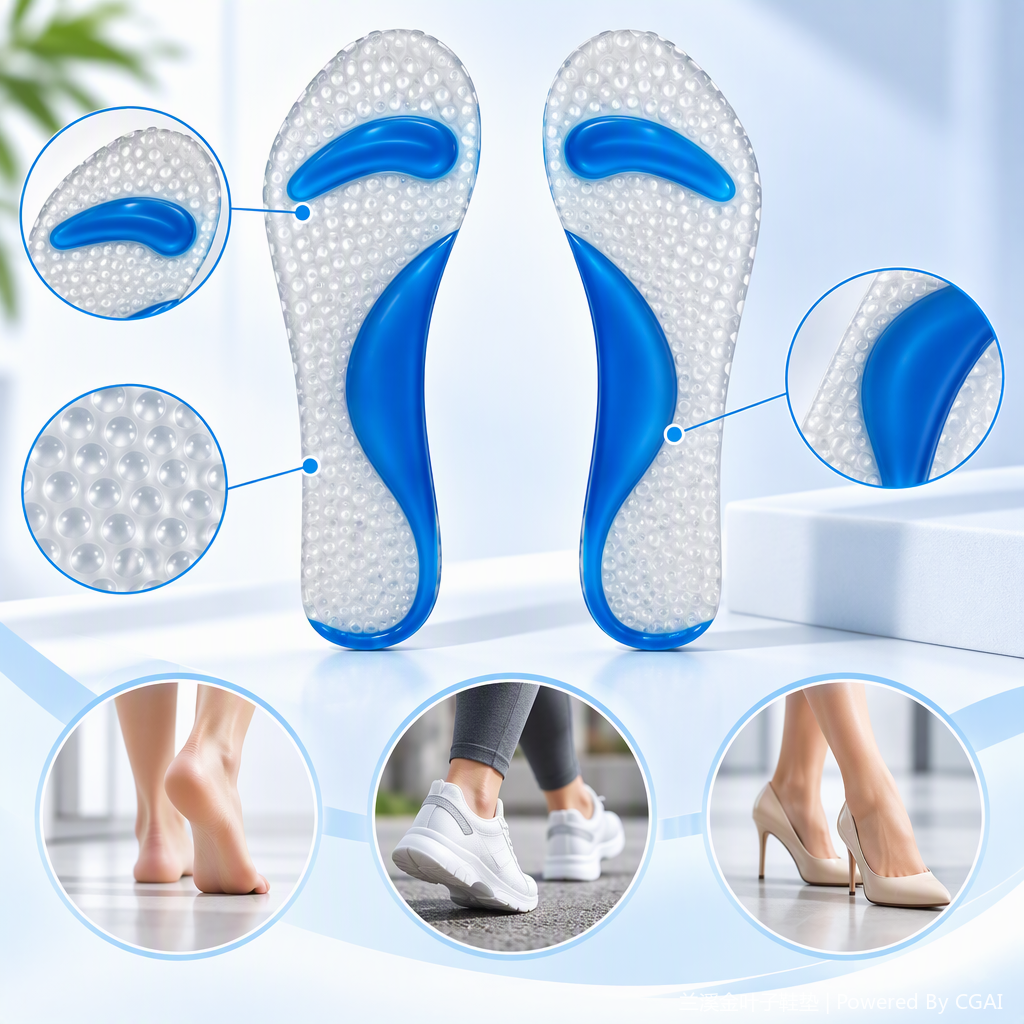 Breathable and comfortable blue and white sports insoles, anti-odor and shock-absorbing breathable insoles, insole care products