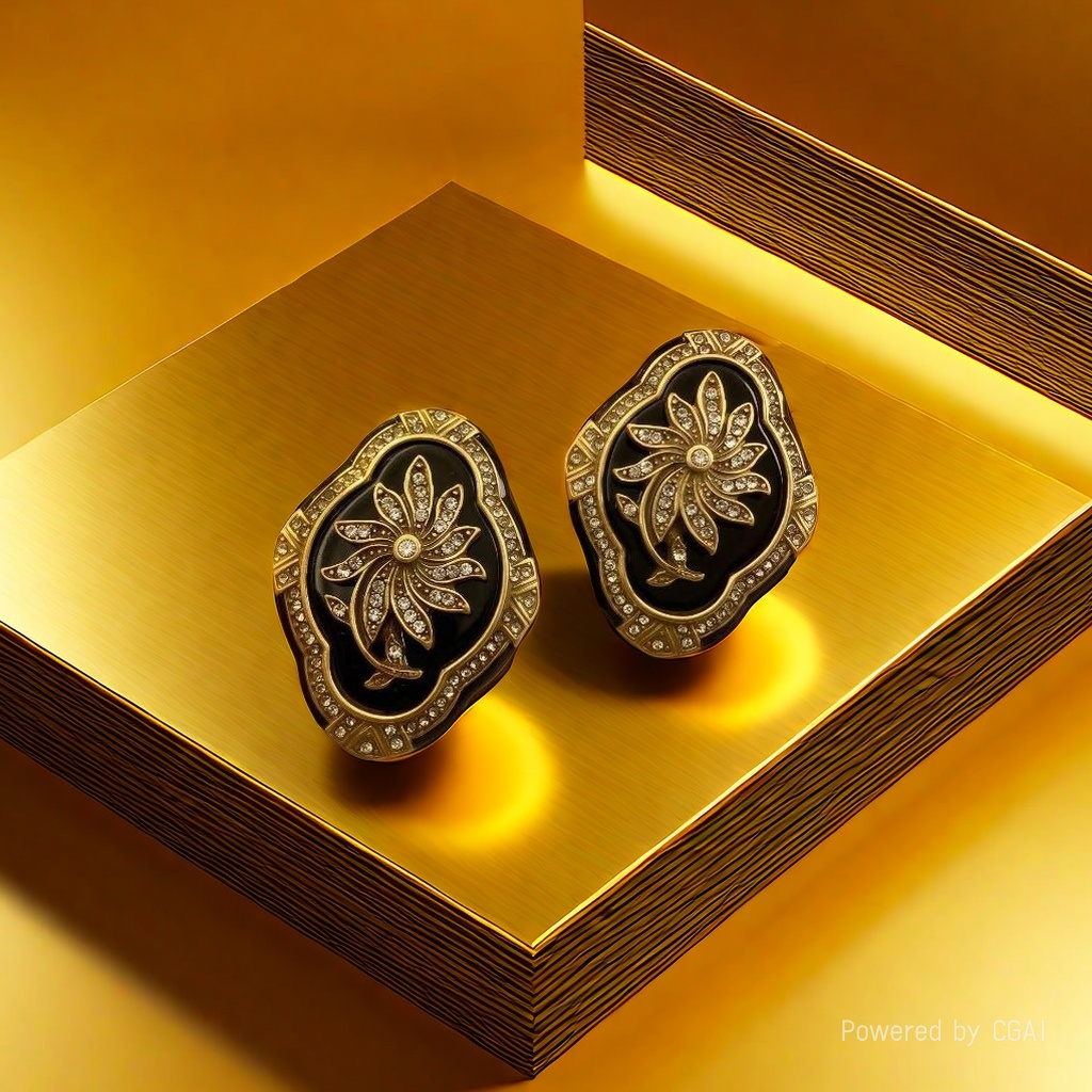 【SUGEBEINI】 Retro-style flower-inlaid stud earrings, a magnificent collision of black gold and flowers ZEH00055 pic 4