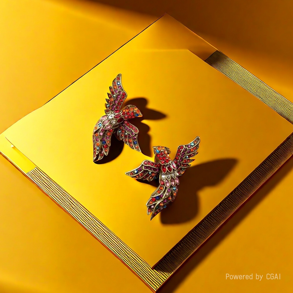 【SUGEBEINI】 Baroque-style zirconium bird-shaped stud earrings, retro style zirconium bird-shaped stud earrings ZEH00058 Item Picture