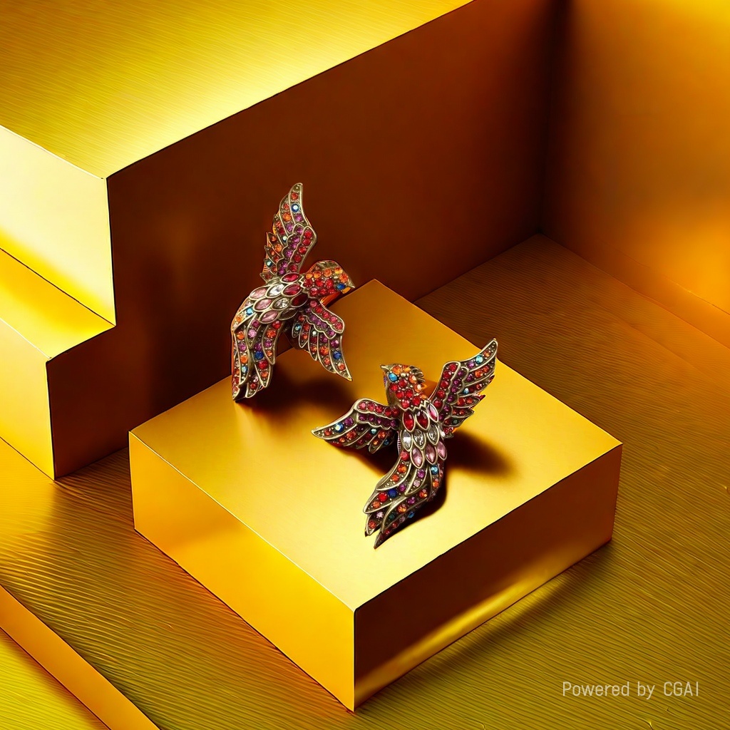 【SUGEBEINI】 Baroque-style zirconium bird-shaped stud earrings, retro style zirconium bird-shaped stud earrings ZEH00058 details Picture