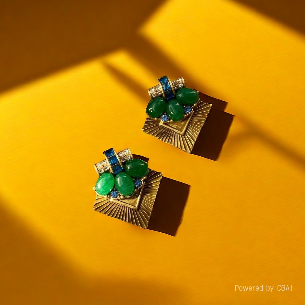 【SUGEBEINI】几何方块造型复古金属轻奢耳环ZEH00062详情4