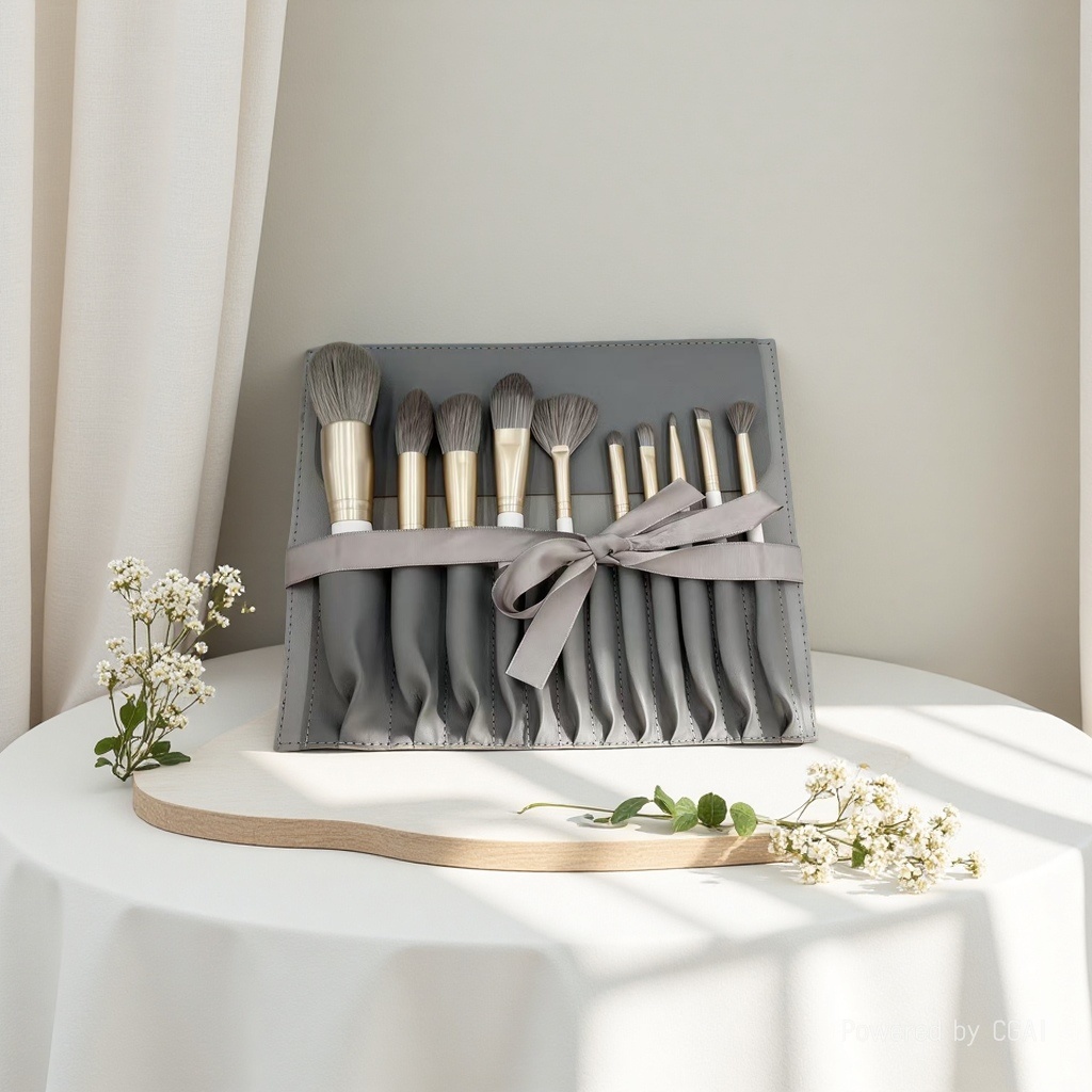 美之秀法式气质10支化妆套刷新手一体含收纳化妆袋