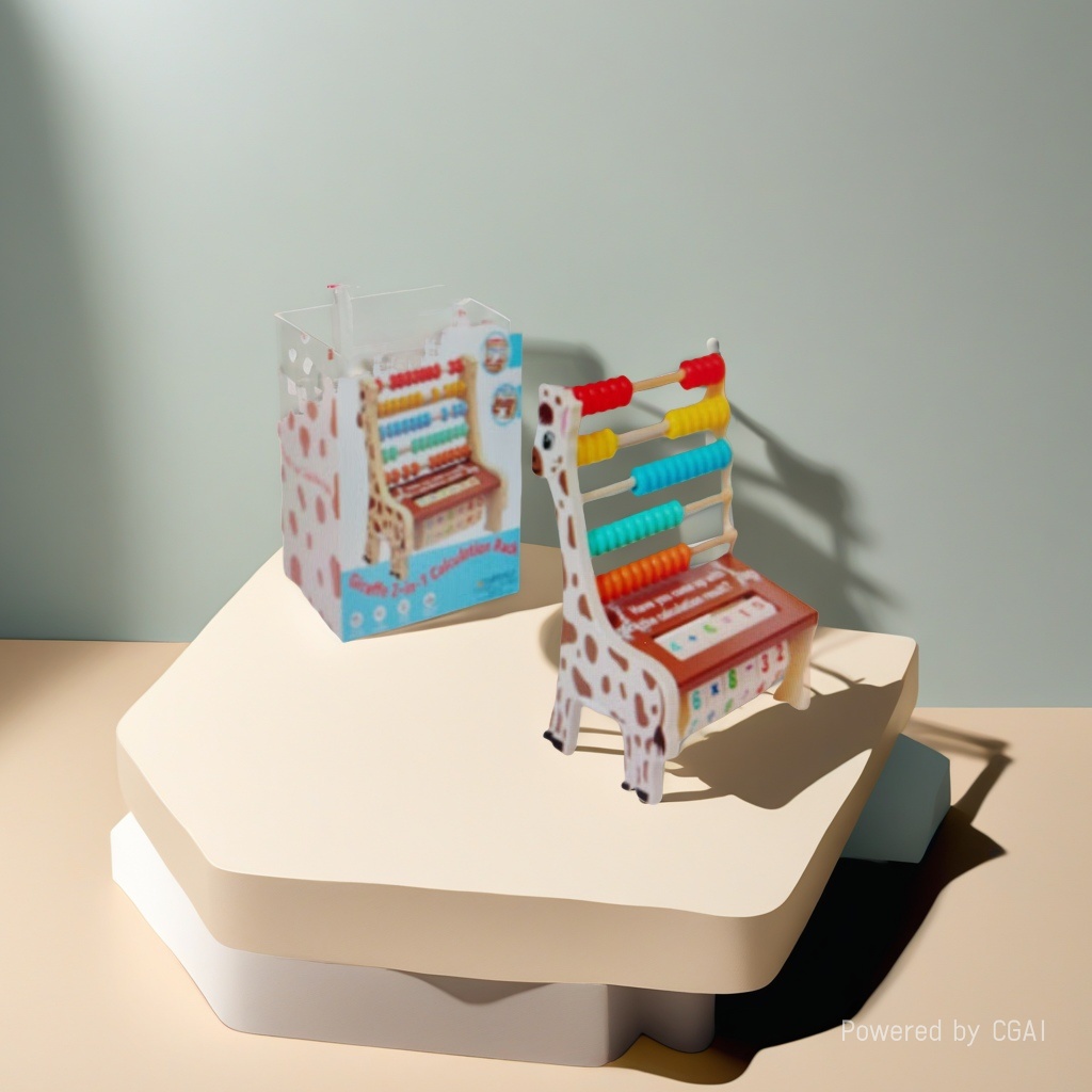 长颈鹿造型珠算架儿童算盘玩具益智学习算盘趣味手工益智玩具