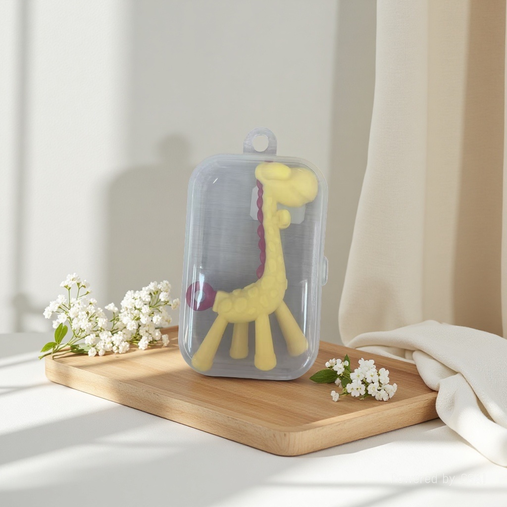 Cross-border teething gel simulation model yellow giraffe toy baby silicone bite growth teething device Specification image