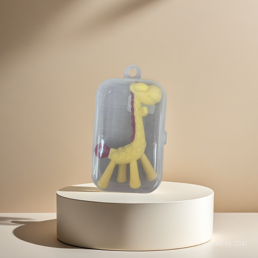 跨境牙胶仿真模型黄色长颈鹿玩具儿宝宝硅胶咬咬助长磨牙器