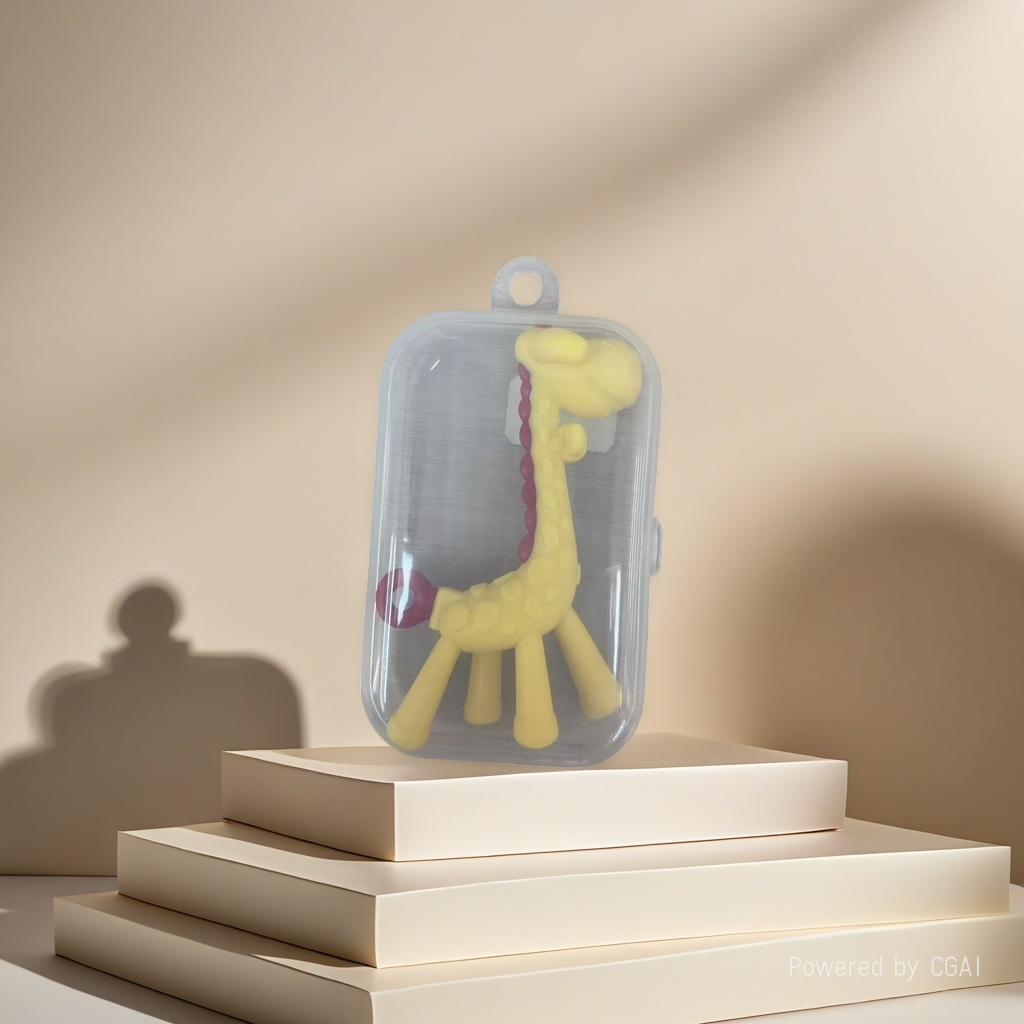 Cross-border teething gel simulation model yellow giraffe toy baby silicone bite growth teething device details Picture