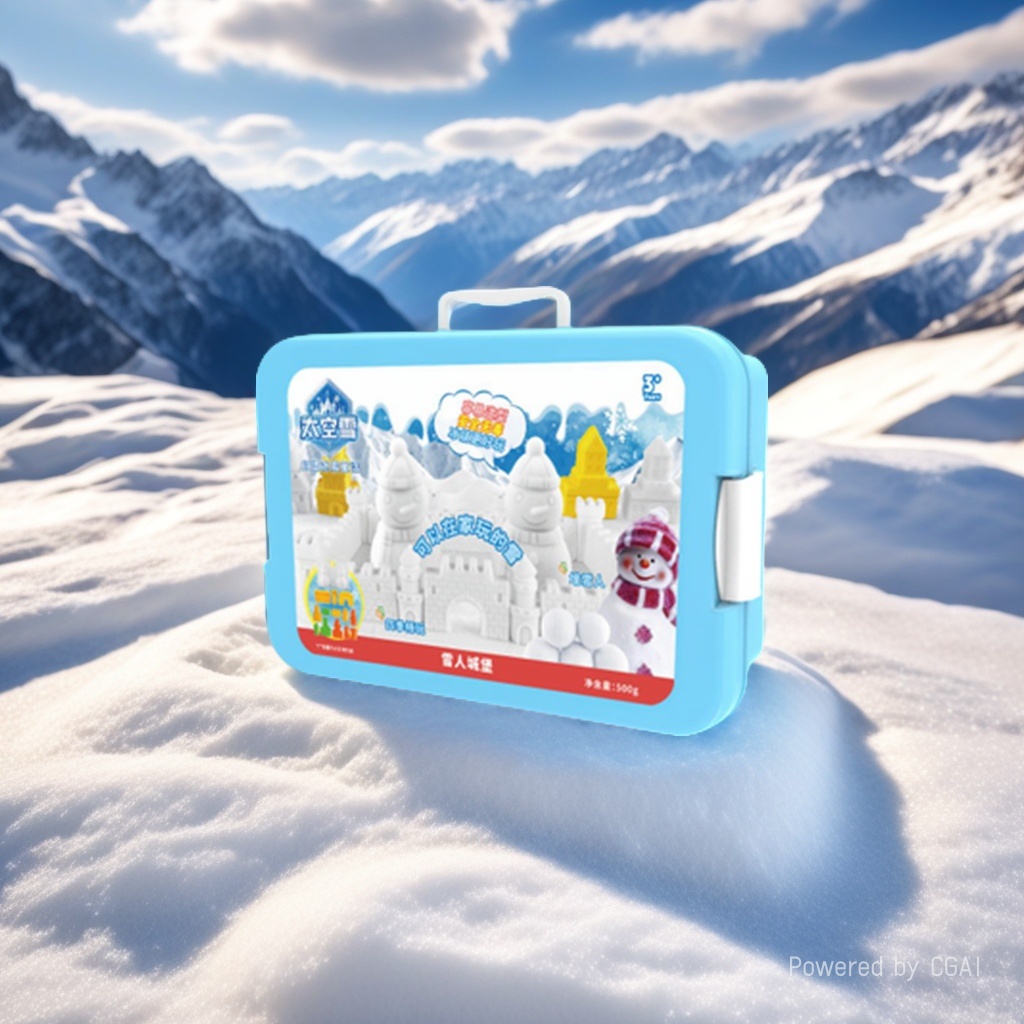 乐兜兜彩泥沙套装蓝色便携箱太空雪玩具儿童