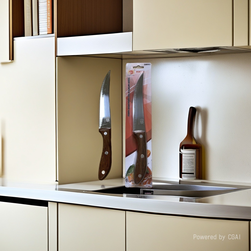 厨房鸡翅木柄弯刀实用厨用刀具