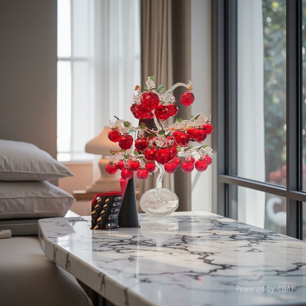 招财树摆件水晶苹果树工艺装饰风水摆设家居办公室财运提升