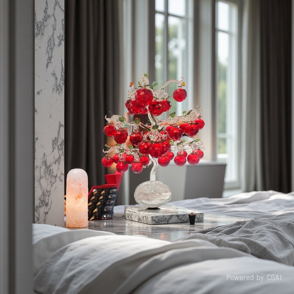 招财树摆件水晶苹果树工艺装饰风水摆设家居办公室财运提升产品图