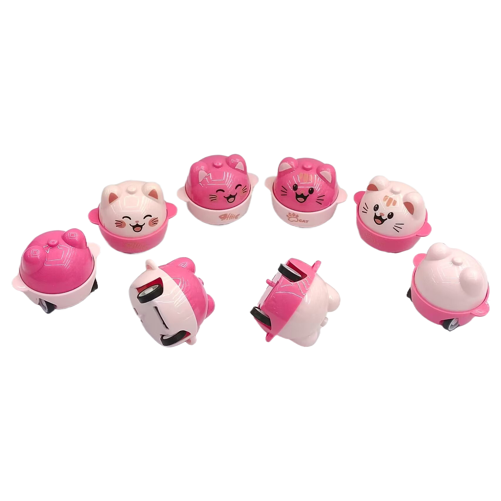粉色猫咪造型玩具回力车宠物玩具车趣味互动幼儿园礼品赠品玩具