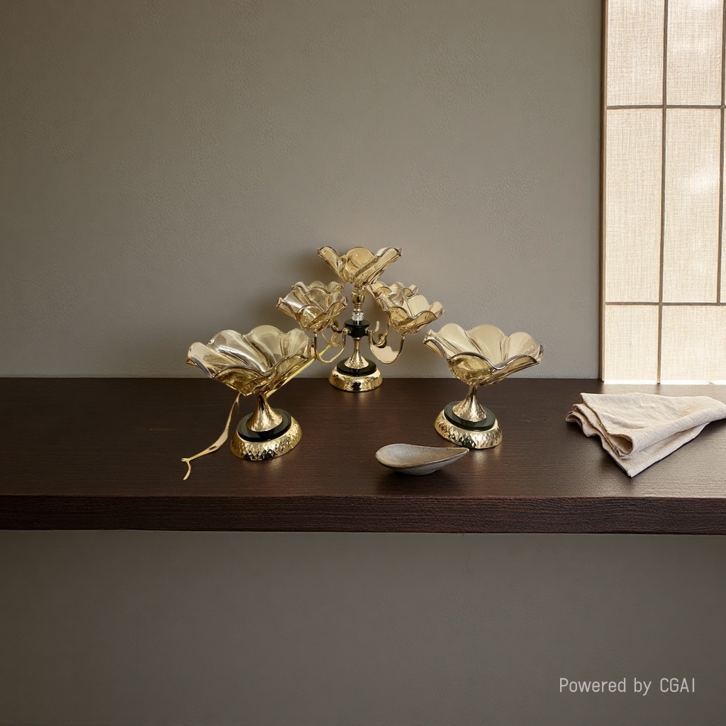 European-style fruit platters, luxurious and high-end modern living room coffee tables, household snack platters, large-sized crystal glass five-head fruit platters, fruit platters, handicrafts, ornaments, foam flowers, Muslim douyin blind boxes, blind boxes, parrot cages Specification image