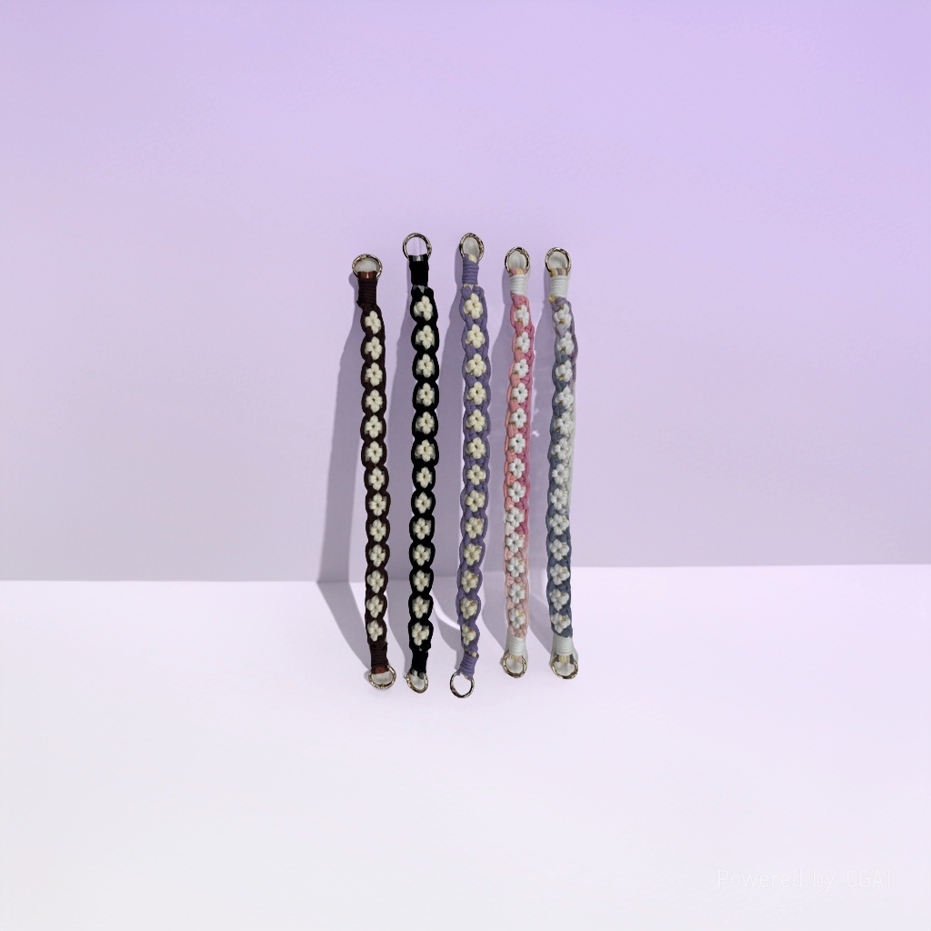 High-end woven keychain, Daisy flower color-blocking key chain, bracelet, pendant, mobile phone chain, Bohemian style 142908119 details Picture