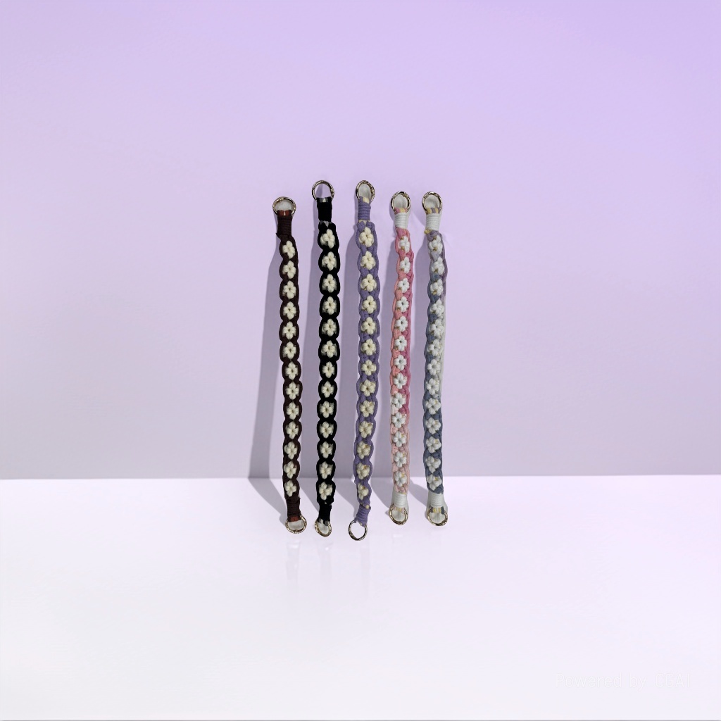 High-end woven keychain, Daisy flower color-blocking key chain, bracelet, pendant, mobile phone chain, Bohemian style 142908119 Specification image