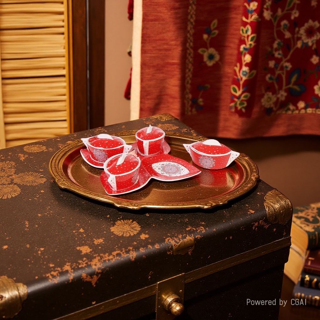 Red ceramic set for home tea sets. Red tea sets are suitable for home items. Multiple red tea sets Specification drawing