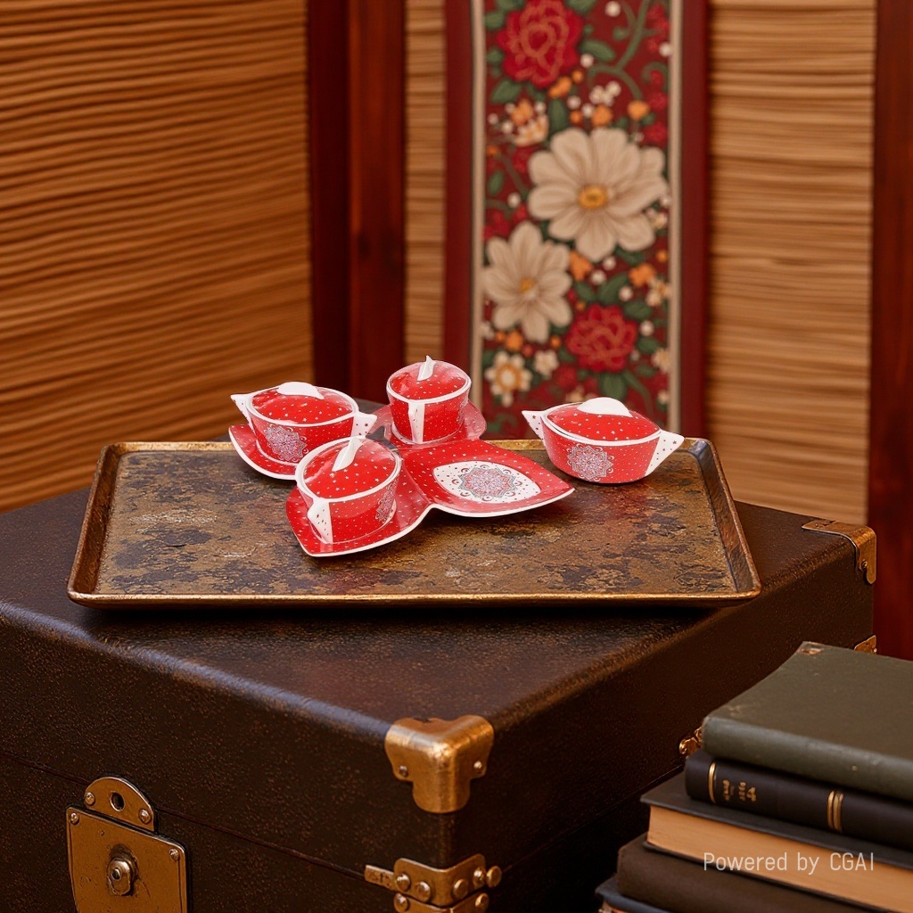 Red ceramic set for home tea sets. Red tea sets are suitable for home items. Multiple red tea sets details Picture