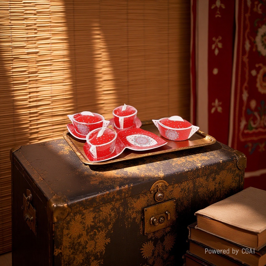 Red ceramic set for home tea sets. Red tea sets are suitable for home items. Multiple red tea sets Application Scenario