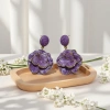 Obiya purple flower long earrings, elegant women's accessory stud earrings, fashionable, graceful and versatile Application Scenario