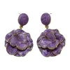 Obiya purple flower long earrings, elegant women's accessory stud earrings, fashionable, graceful and versatile Specification image