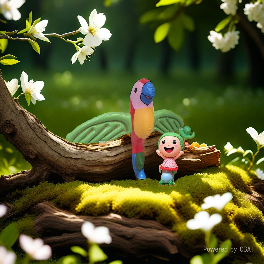 微笑展翅可爱鹦鹉充气玩具儿童婴儿细节图