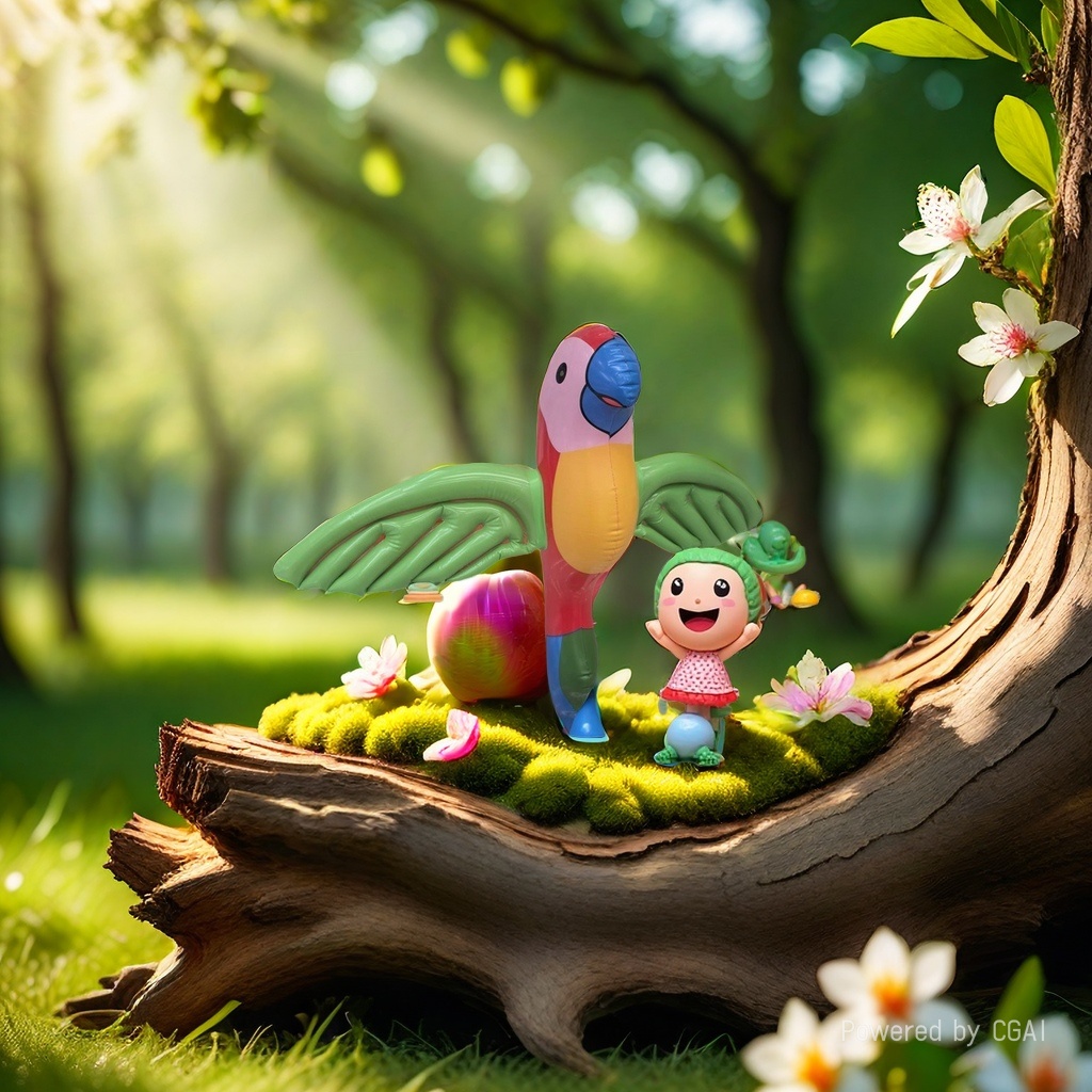 微笑展翅可爱鹦鹉充气玩具儿童婴儿