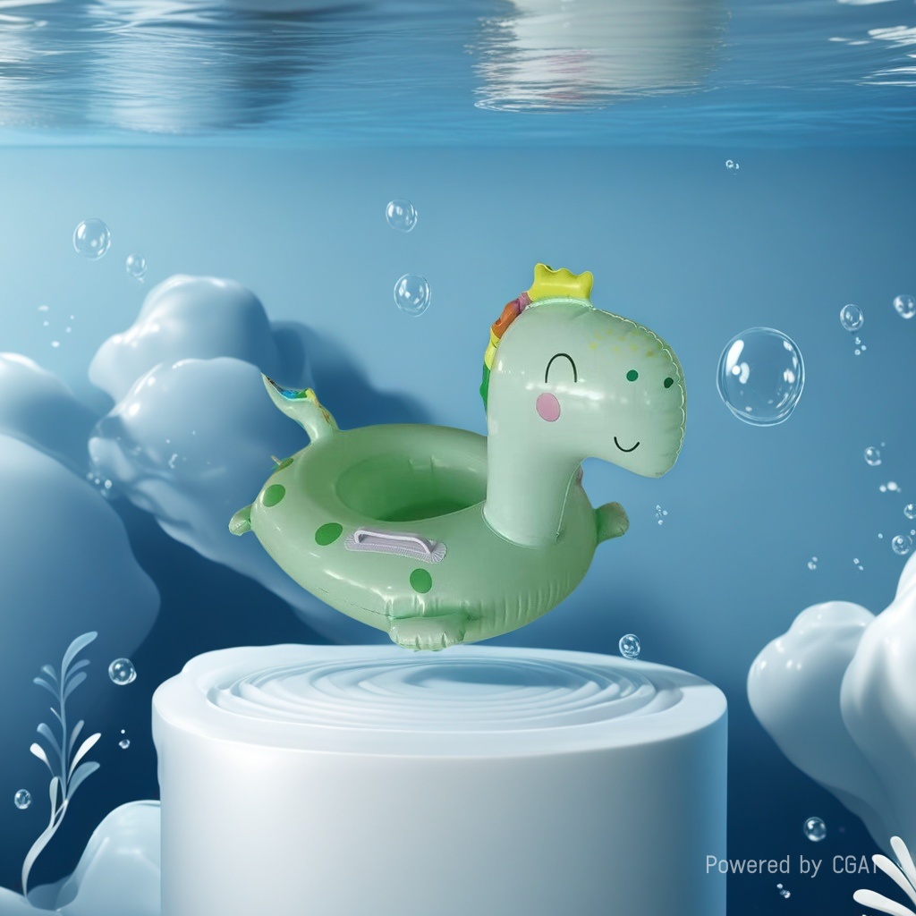 微笑恐龙充气游泳圈带扶手儿童夏季细节图