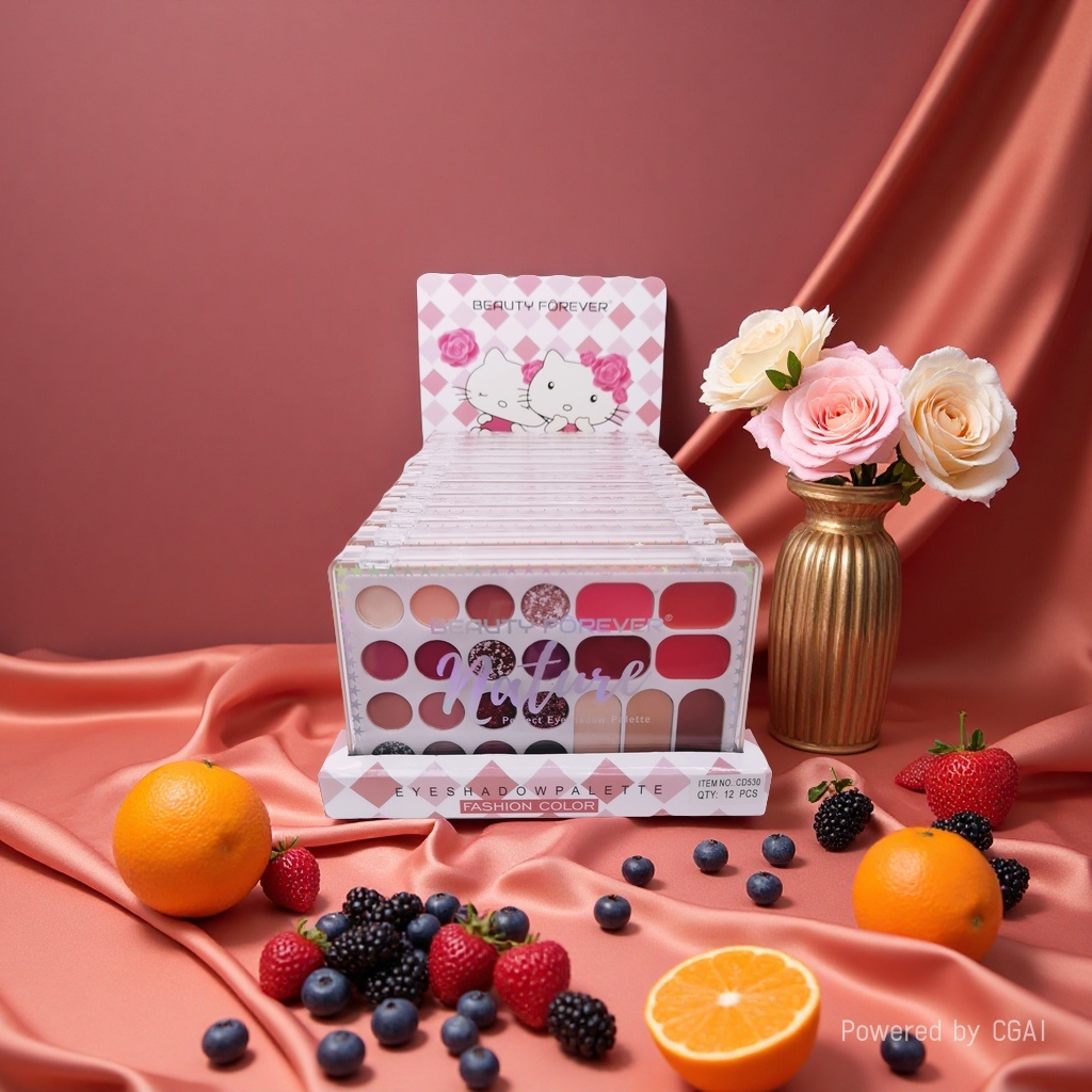 Eye shadow, lipstick, foundation cream