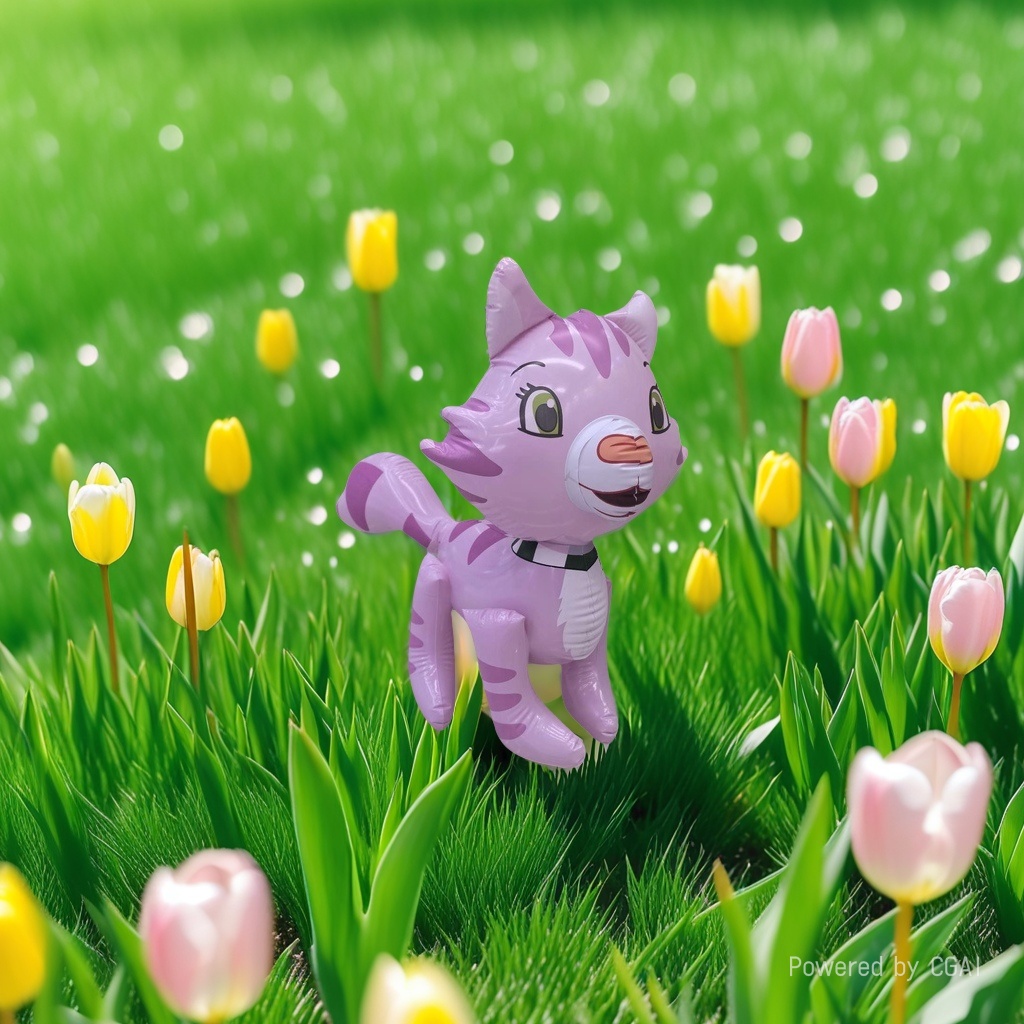 紫色卡通草莓猫充气玩具儿童玩乐