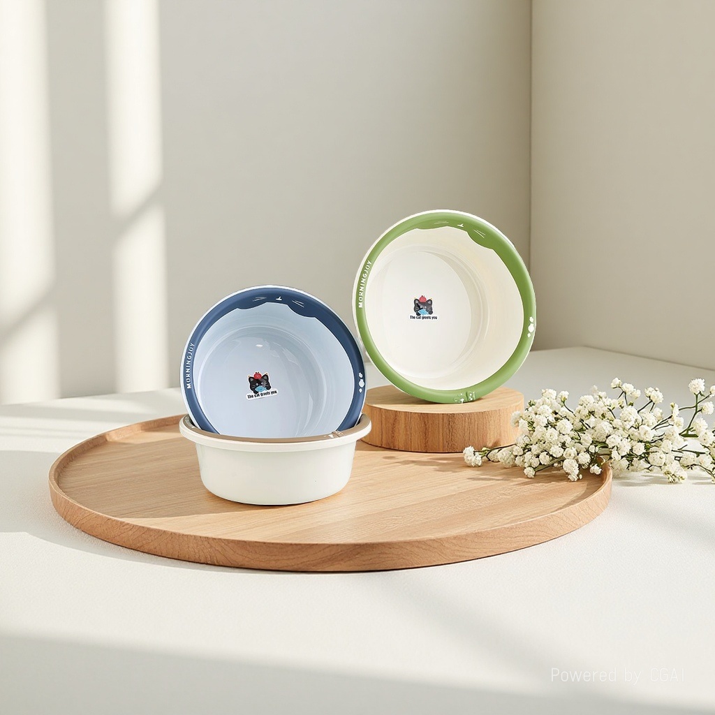 Household thickened plastic washbasins, multi-specification cartoon washbasin, high appearance level, color-blocking plastic basin, bathroom washbasin for washing faces and clothes, wholesale details Picture