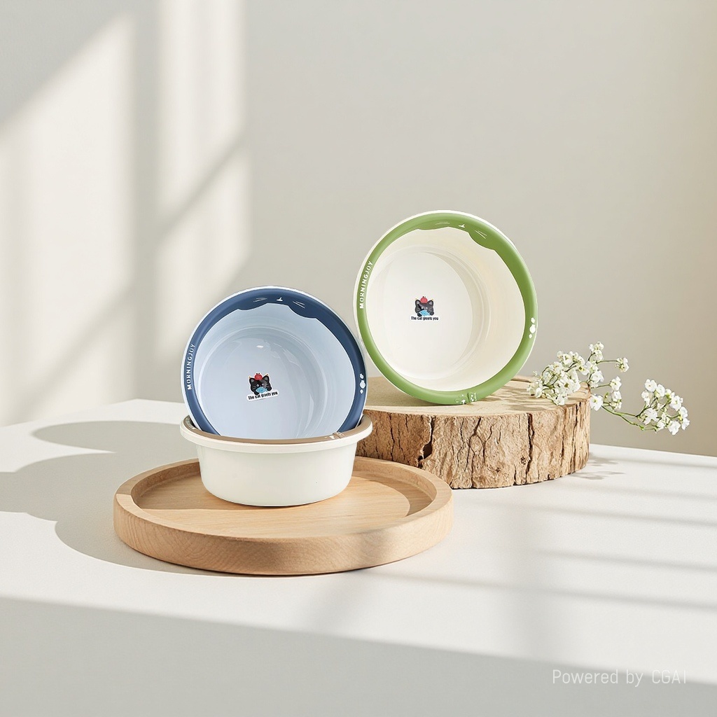 Household thickened plastic washbasins, multi-specification cartoon washbasin, high appearance level, color-blocking plastic basin, bathroom washbasin for washing faces and clothes, wholesale Application Scenario