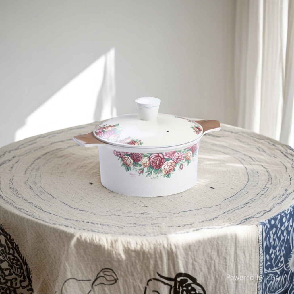 Kitchen Code: Original imported Korean flower-shaped double-handled soup pot, 20cm Item Picture