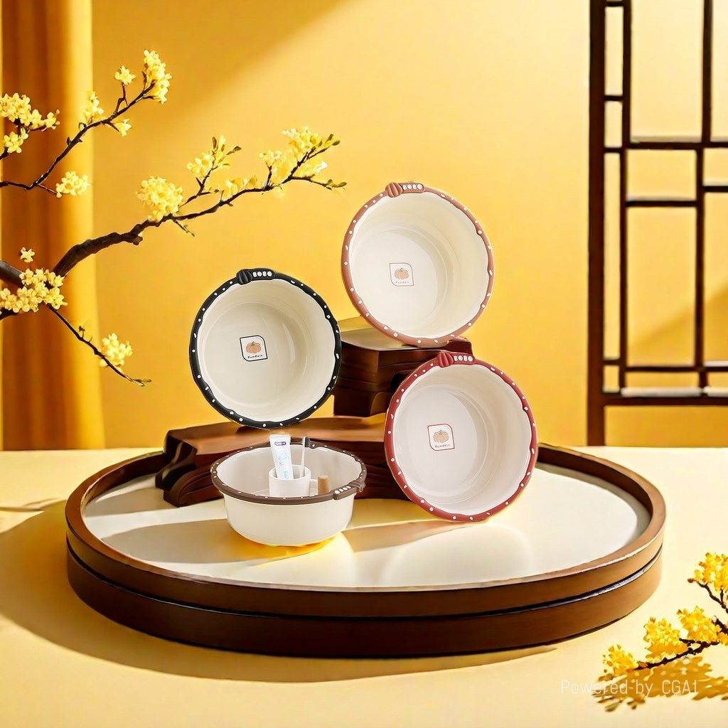 Cute pumpkin ceramic washbasin, household foot basin, children's cartoon plastic stainless steel multi-functional face and foot basin Specification image