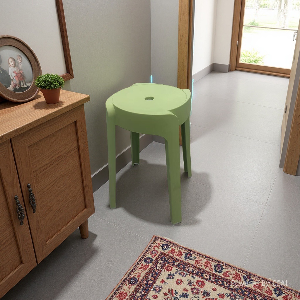 Green plastic stools, high stools, chairs, plastic tables and chairs, durable household plastic stools, bamboo stools, casual and portable details Picture