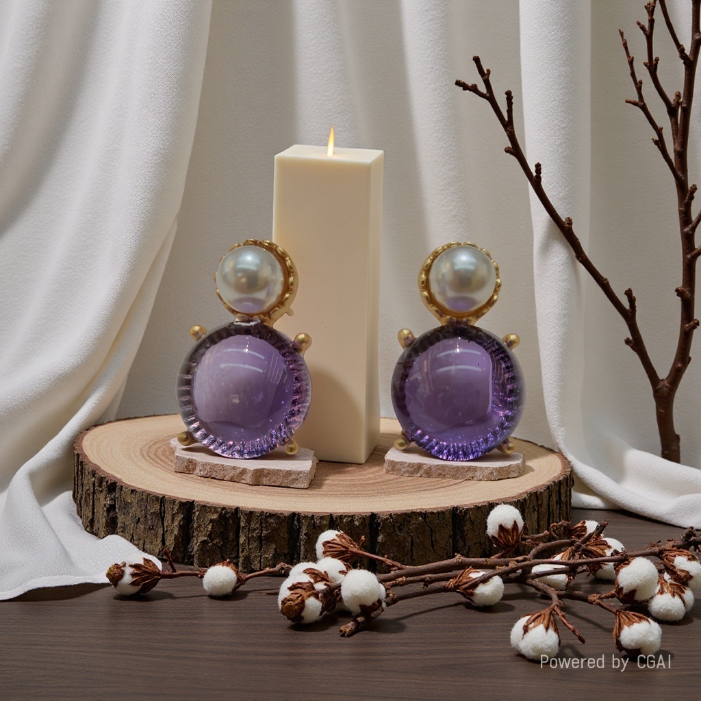 紫色珍珠耳环时尚耳饰耳环批发饰品女款简约优雅百搭款